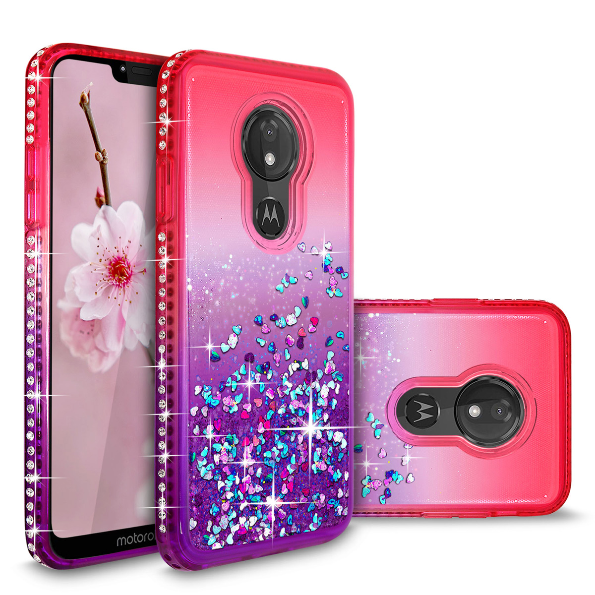 Ziva Wireless Inc | For Motorola Moto G7 Play / G7 Optimo Liquid Glitter  Rubber Protective Case Cover